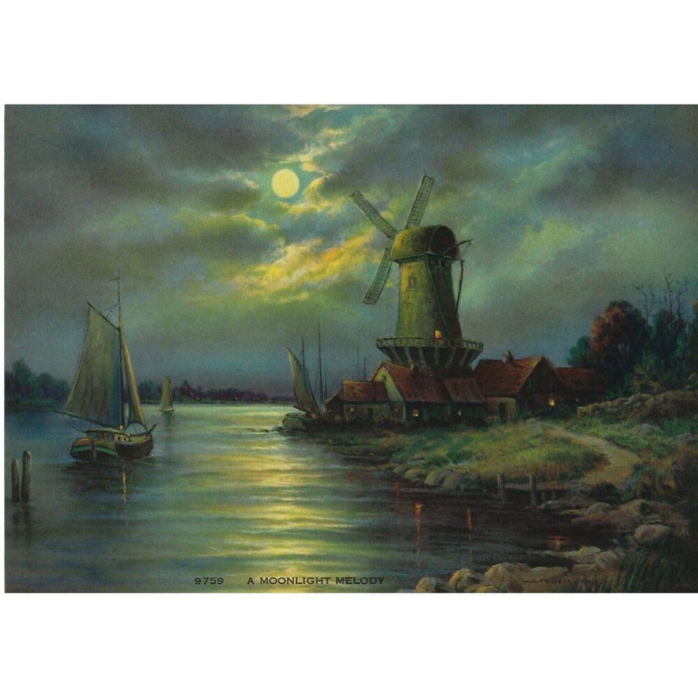 Vintage Calendar Print “A Moonlight Melody” 6x7.75